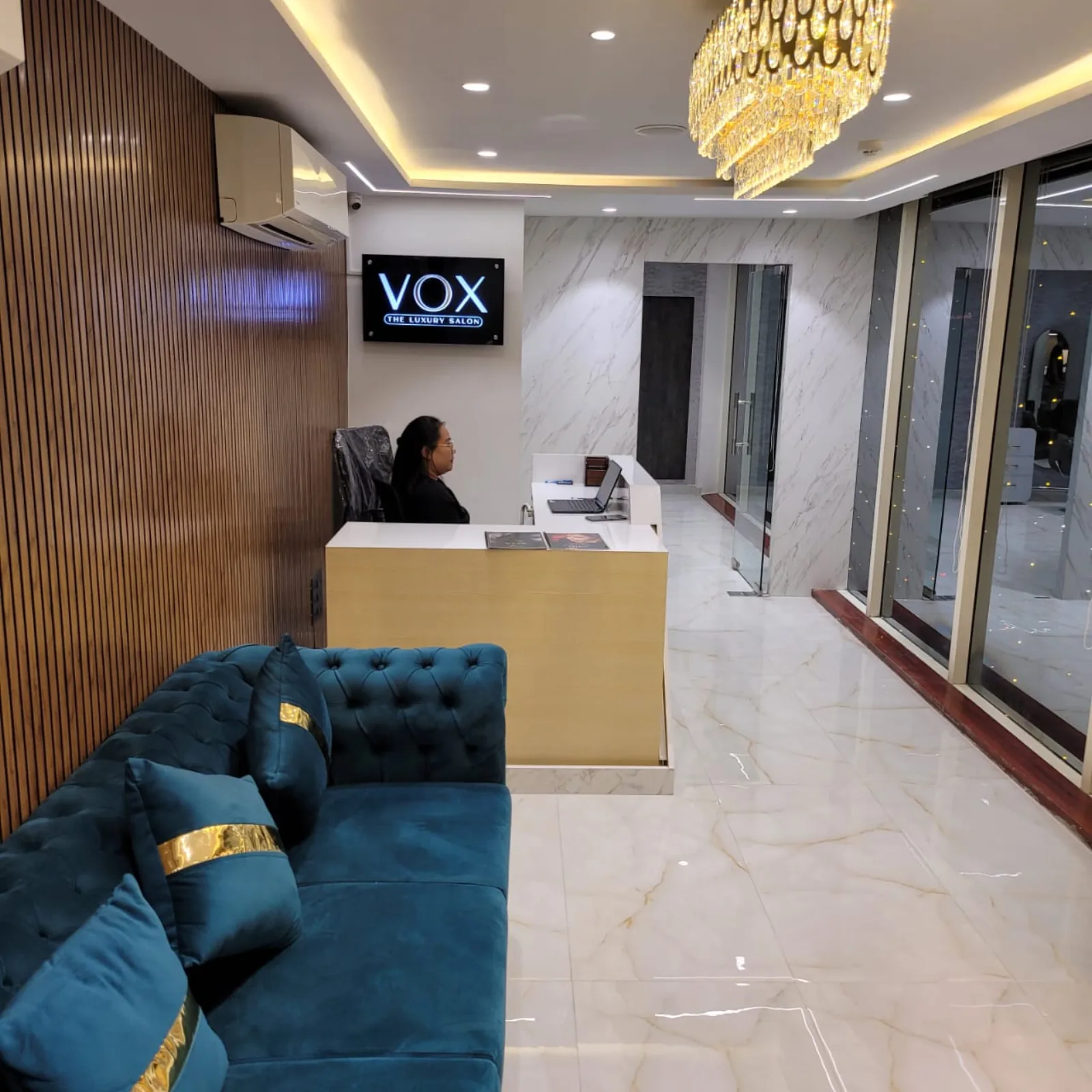 Reception area at VOX Salon
